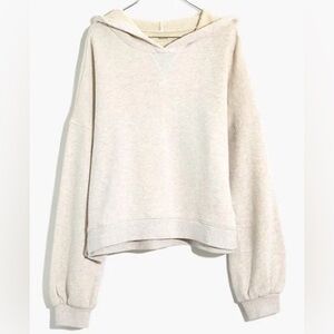 Madewell MWL Airterry Cropped Hoodie Sweatshirt Heather Gray Sz XL